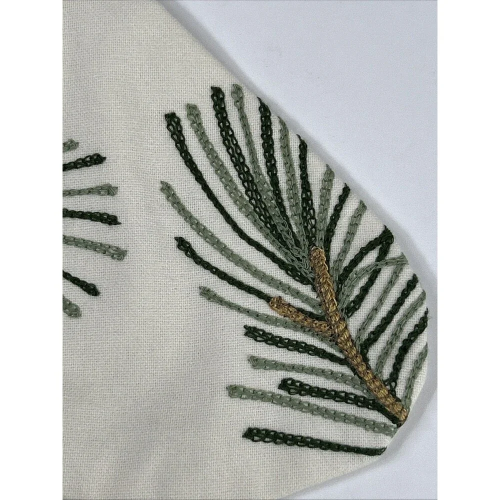 Pottery Barn Christmas Stocking Embroidery Cardinal Pine Cone Branch Bird Crewel